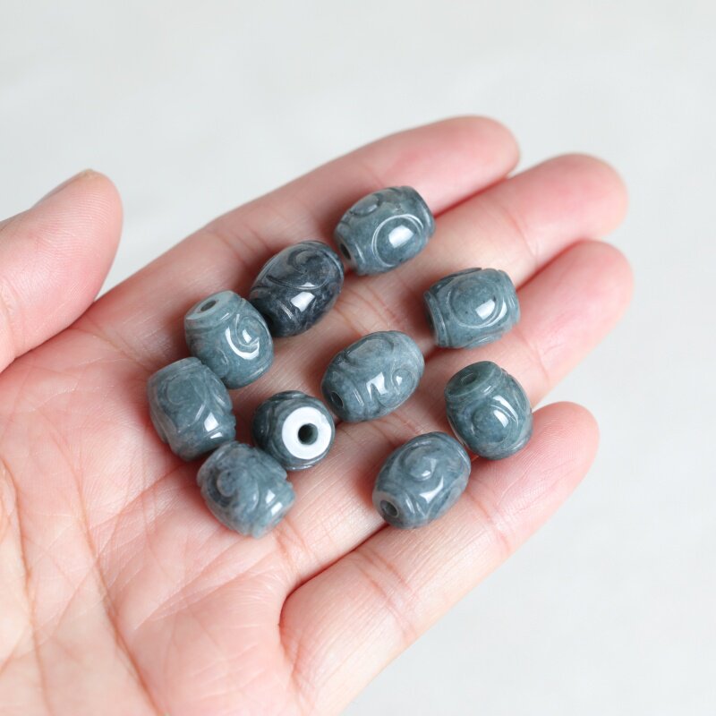 Earrings - 5 Stück Natürliche Blaue Wasserjade-Wellenperlen DIY