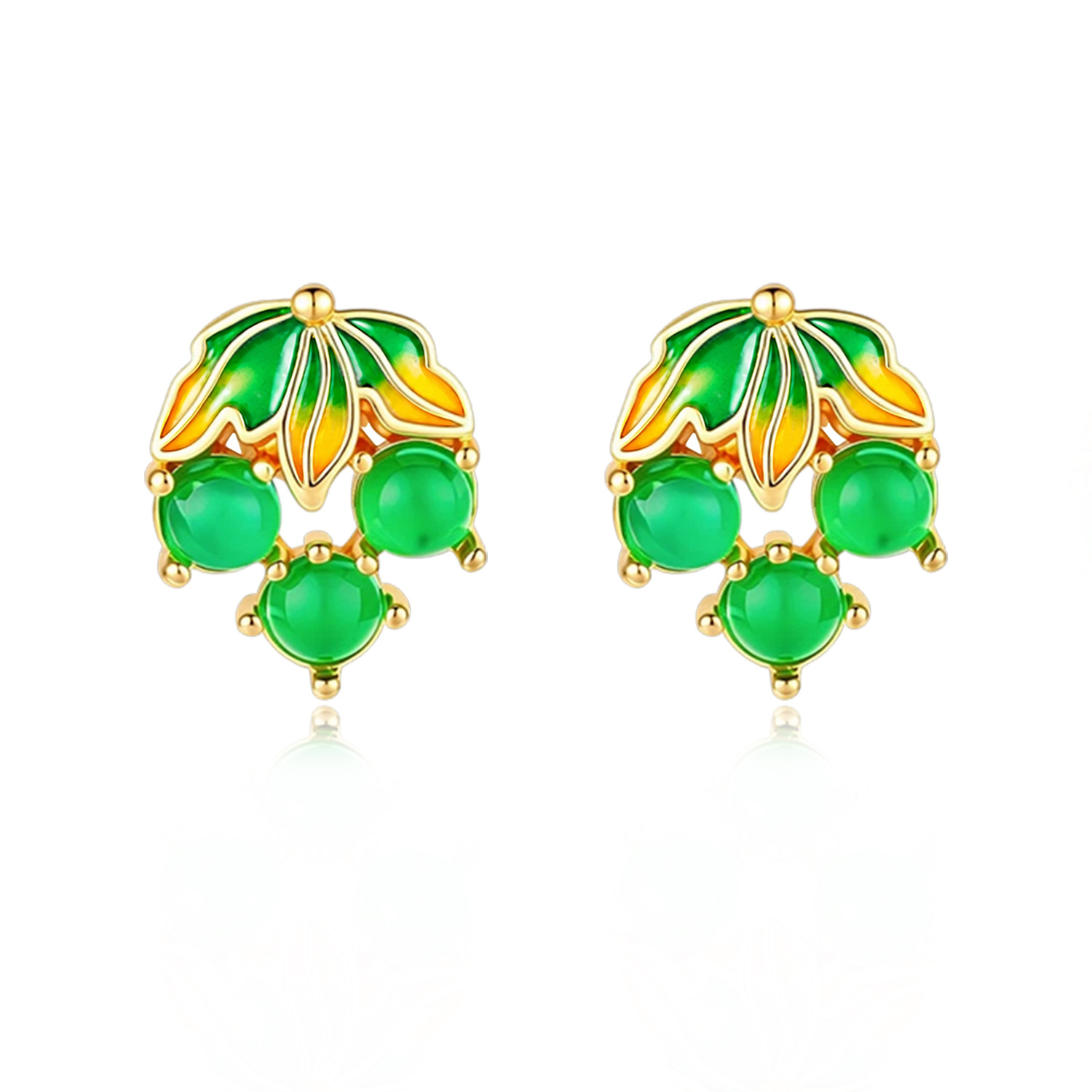 Earrings - Burmesische Jadeit-Trauben-Ohrringe, Vintage-Schmuck, natürlicher Charme, luxuriöses