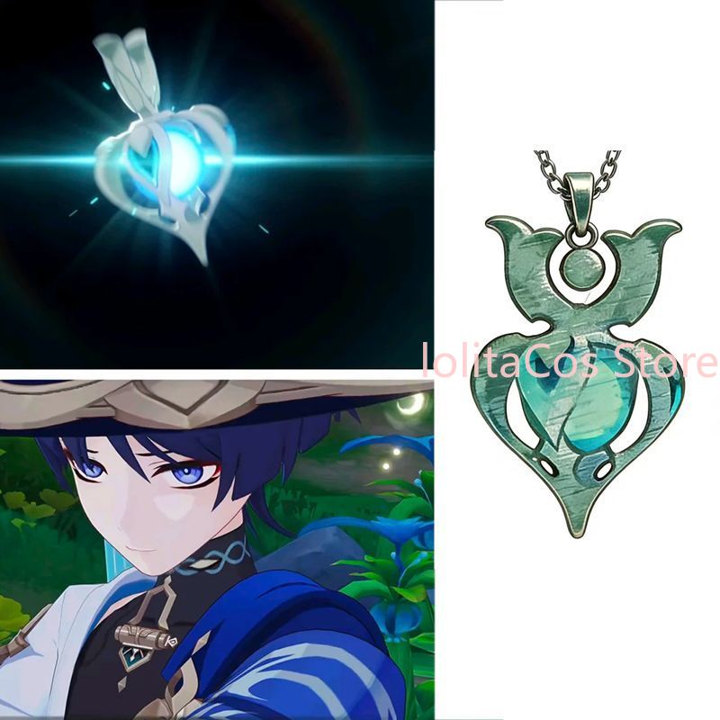 Anime Pendant Necklace - Genshin Impact Wanderer Metall-Halskette Anhänger Cosplay-Requisite