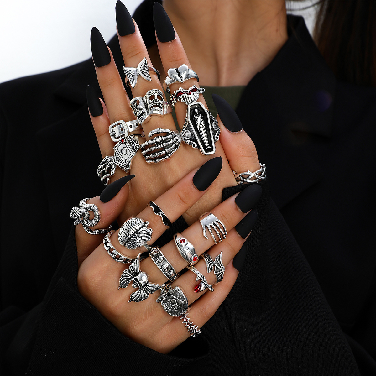 Vintage Punk Knuckle Rings Set - 23-teiliges Punk-Set mit geometrischen Knöchel- und
