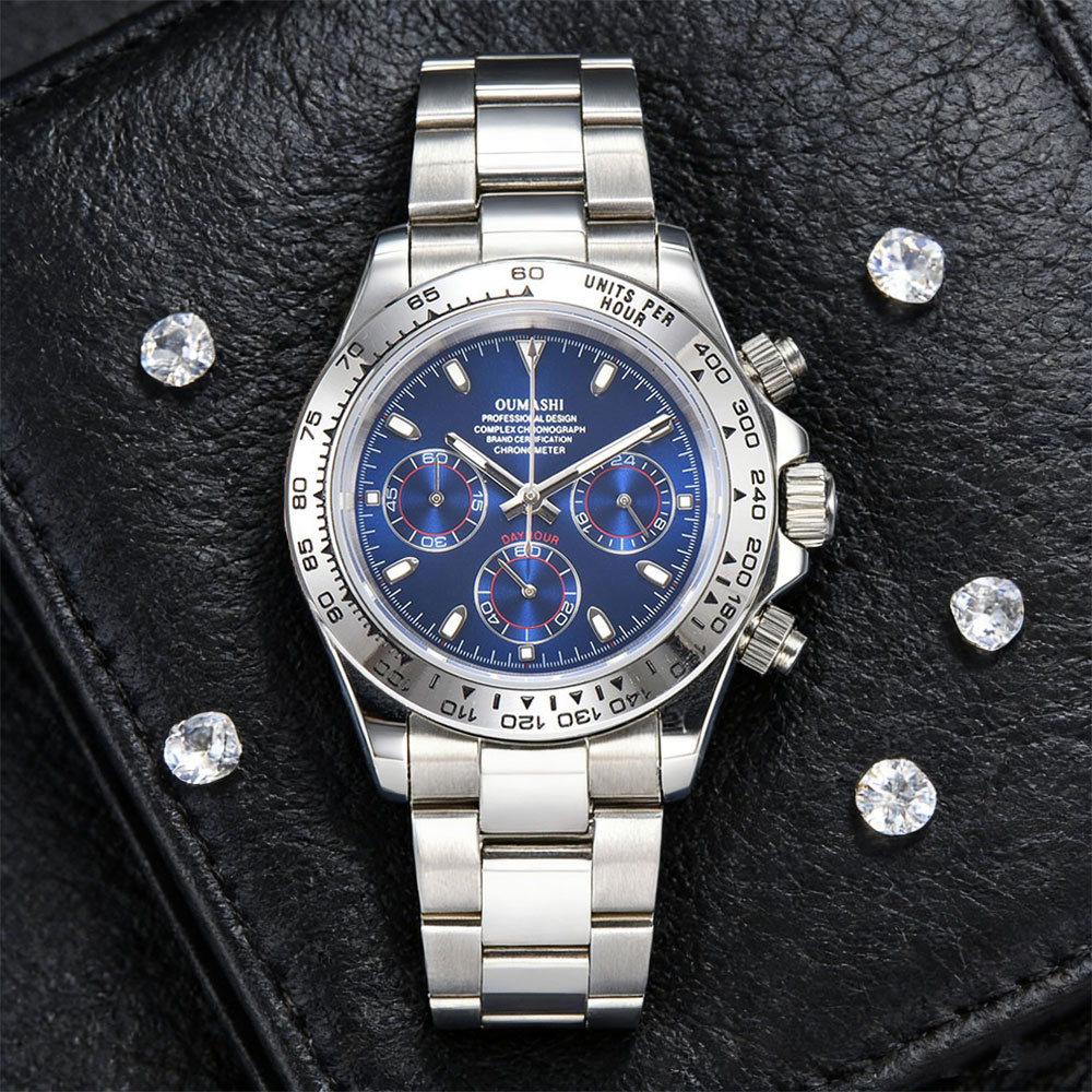 Watch Accessories - 39mm Silberne Uhr mit VK63 Uhrwerk,