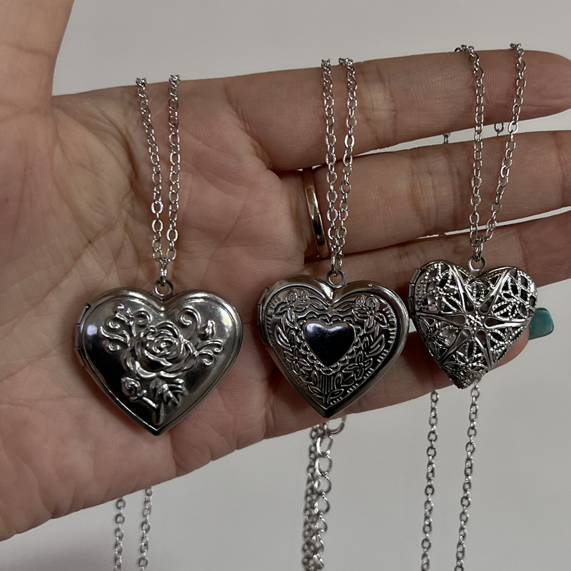 Heart Locket Necklace Photo - Herz Fotorahmen Anhänger Halskette Liebe Herz