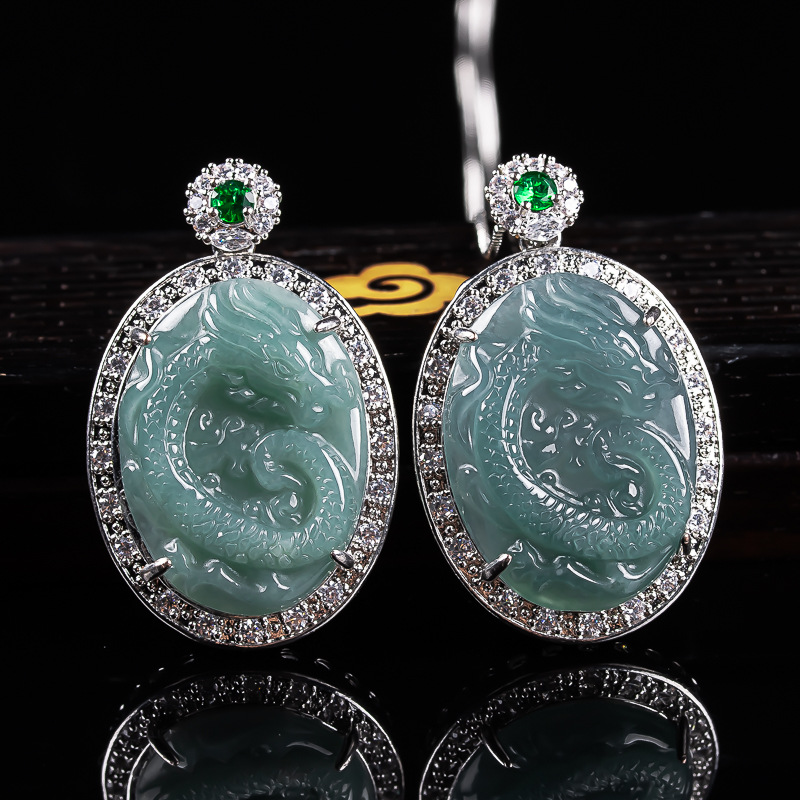 925 Sterling Silver Chain Necklace Men - Myanmar Jadeit-Drachen-Anhänger-Halskette, 925er Silber, echte Jade,