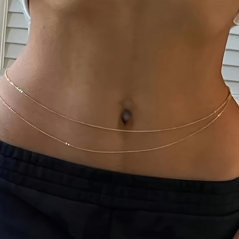 Body Jewelry - 1Doppellagiger Taillengürtel aus goldfarbenem Metall –