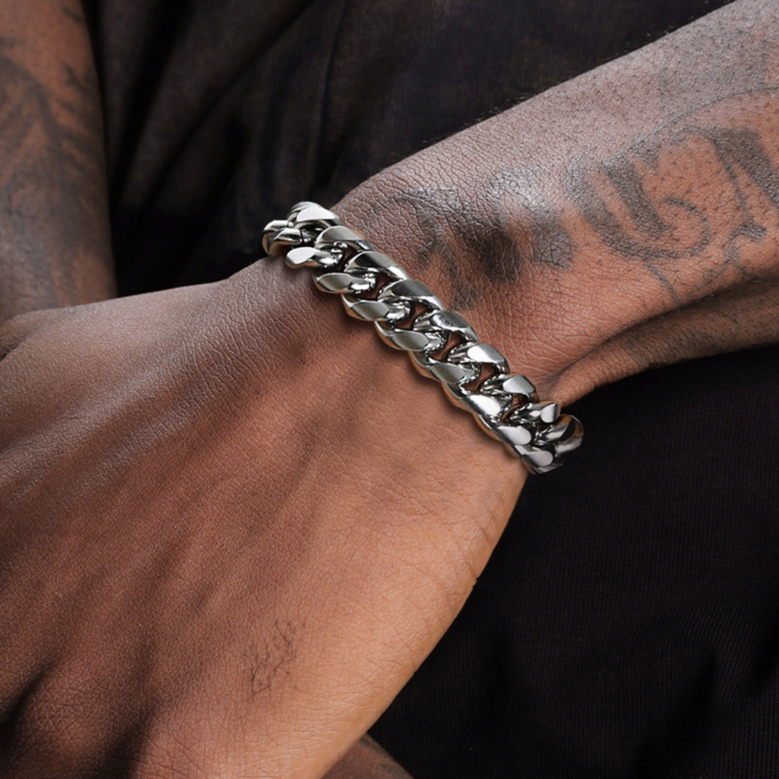 Cuban Link Chain 12Mm - 6–12 mm kubanisches Ketten-Herrenarmband, wasserdichtes Panzergliederkettenarmband