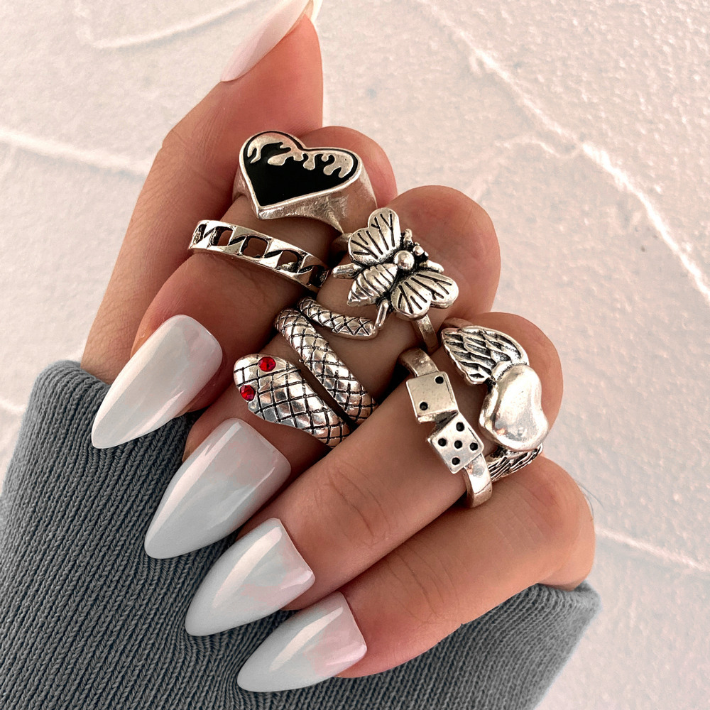 Vintage Punk Knuckle Rings Set - 6-teiliges Set Vintage Punk Schlangen-Knöchelringe für