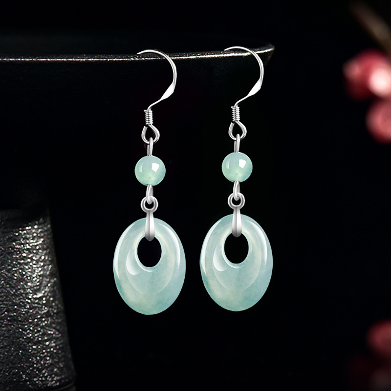Myanmar-Jadeit-Ring-Ohrringe,  – Earrings Bewertung und Preis